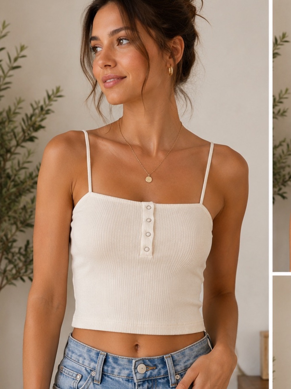 Aéropostale Seriously Soft Ribbed Cream Crop Cami Small Y2K Basic
